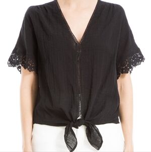 MAX STUDIO NWT LACE TRIM FRONT TIE SS TOP